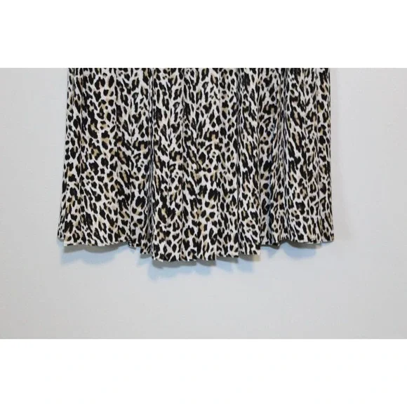 J. Crew Pleated Midi Skirt Leopard Print Tan Black AF925 Women's Size 4 H14544 - Picture 3 of 8